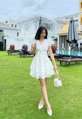 Đầm trắng hoa nổi tay tiên - S