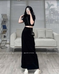 Chân váy cotton dáng dài chữ A