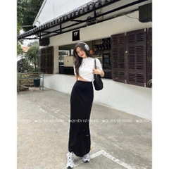 Chân váy cotton dáng dài chữ A