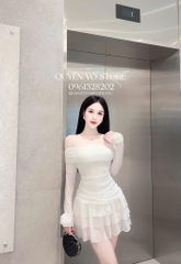 Đầm thun lưới body tay loe