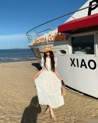 Áo sơ mi ren thắt eo