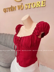 Áo ôm croptop xẻ trơn - ĐỎ