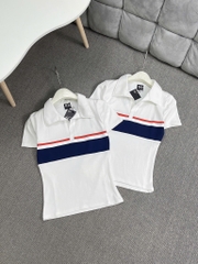 Áo thun cổ bẻ phối màu - Form vừa