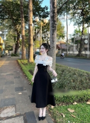 BIGSIZE 55-65kg - Đầm nơ trễ vai đính đá