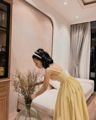 Đầm maxi caro 2 dây bản