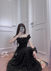 Đầm maxi nơ baby nhún bèo