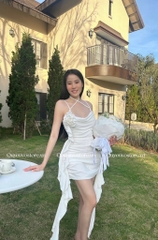 Đầm body cổ đỗ hoa hồng - (Freesize dưới 54kg)