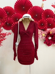 Đầm ôm body tay dài xoắn ngực