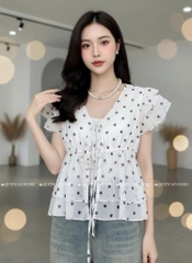 Áo Babydoll tơ chấm bi
