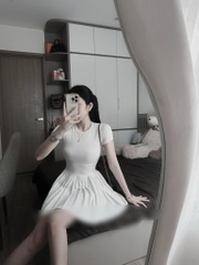 Đầm body tay con xếp li xòe - Freesize