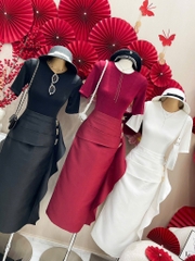 Set áo thun chân váy dài ôm body tag cài eo