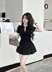 Set áo thun ôm body trụ chân váy xếp