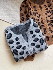 Áo khoác len da beo - Nâu