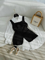 Set đầm sơ mi kèm gile