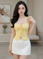 Áo ôm croptop xẻ trơn - VÀNG