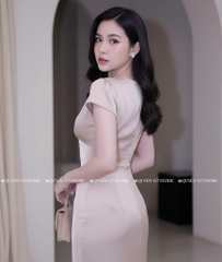 Đầm lụa cổ V - NÂU TÂY