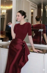 Set áo thun chân váy dài ôm body tag cài eo