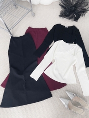 Set áo đắp chéo x chân váy đuôi cá