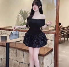 Đầm trễ vai tùng bí xoắn