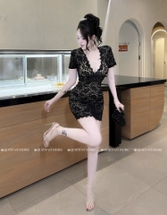 Đầm ôm body ren - Đen