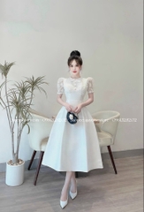 Đầm tafta phối ren ngực