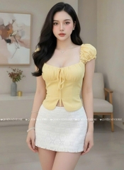 Áo ôm croptop xẻ trơn - VÀNG