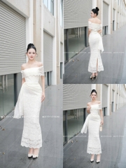 Đầm ren ôm body trễ vai