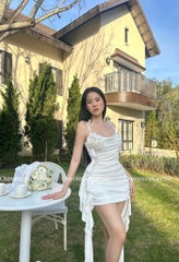 Đầm body cổ đỗ hoa hồng - (Freesize dưới 54kg)