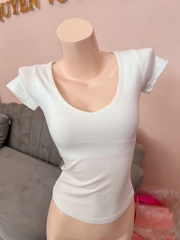 Áo thun ôm cổ tim ko viền