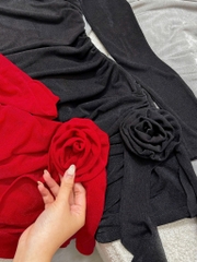 Đầm ôm body nhún eo tua rua - Đỏ