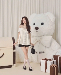 Set trễ vai chấm bi