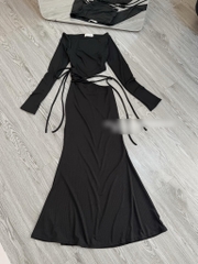 Đầm ôm body tay dài cut eo