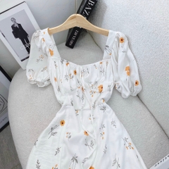Đầm maxi hoa vàng xẻ tà