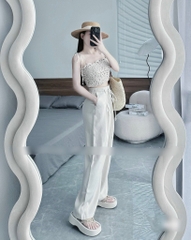 Set áo 2 dây ren quần suông dài