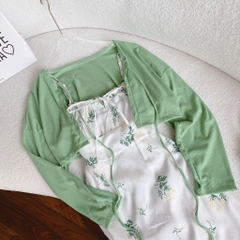 Set đầm hoa xanh 2 dây