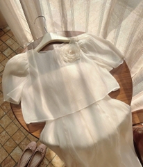 Set đầm maxi voan tơ đính hoa