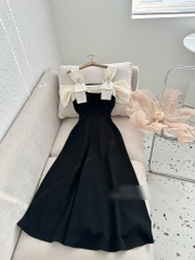 BIGSIZE 55-65kg - Đầm nơ trễ vai đính đá