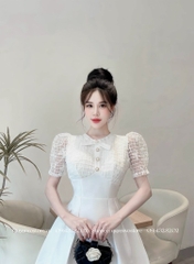 Đầm tafta phối ren ngực