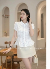 Áo sơ mi babydoll chấm bi to - 1452