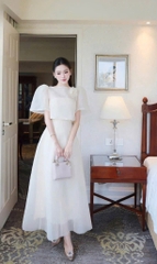 Set đầm maxi voan tơ đính hoa