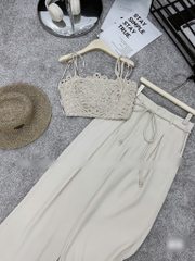 Set áo 2 dây ren quần suông dài