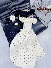 Đầm maxi nơ baby nhún bèo