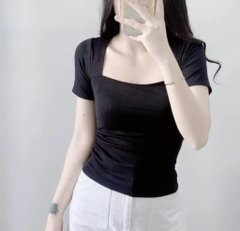 BIGSIZE dưới 65kg - Áo thun cổ vuông - Đen