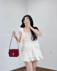 Set áo Babydoll tay tiên bèo chân váy viền ren