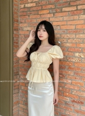 Áo nhún cổ vuông - Vàng