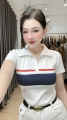 Áo thun cổ bẻ phối màu - Form vừa