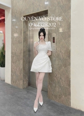 Đầm tafta vạt chéo lông vũ