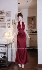Đầm lụa cổ yếm - Đỏ