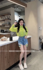 QJ 790 Quần jean short túi vàng - S - L