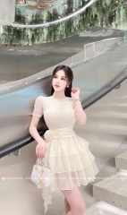 Đầm tua cổ tròn bling